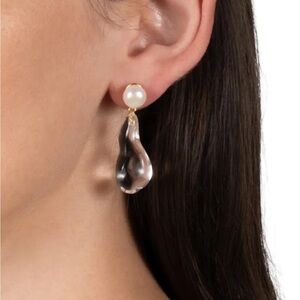 Alexis Bittar Liquid Lucite Freshwater Pearl Drop Earrings